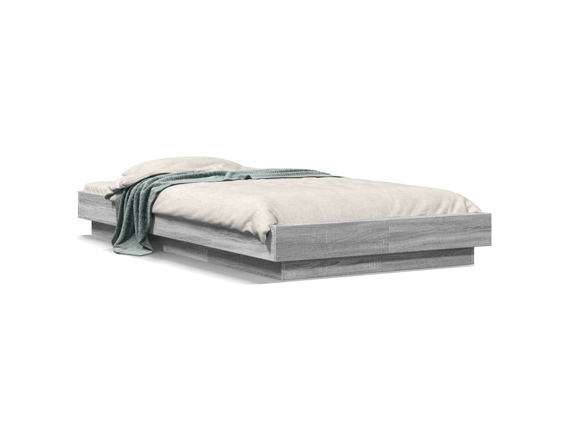 Maison Exclusive - Estructura Cama Con Luces Led Madera Gris Sonoma 100x200 Cm