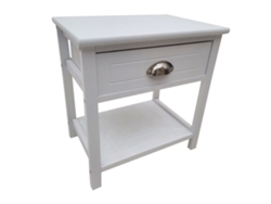 Mesita de Noche WANDERLUST DECO (Madera de Paulownia y Mdf - Blanco - 40 x 29 x 42 cm)