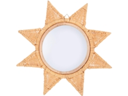 Espejo De Maquillaje Decorativo De Ratán Para Montar En La Pared Del Baño.