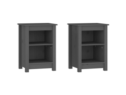Maison Exclusive - Mesitas De Noche 2 Uds Madera Maciza De Pino Gris 40x35x55 Cm