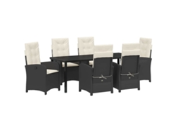 Maison Exclusive - Conjunto De Comedor De Jardín 7 Pcs Negro Ratán Sintético