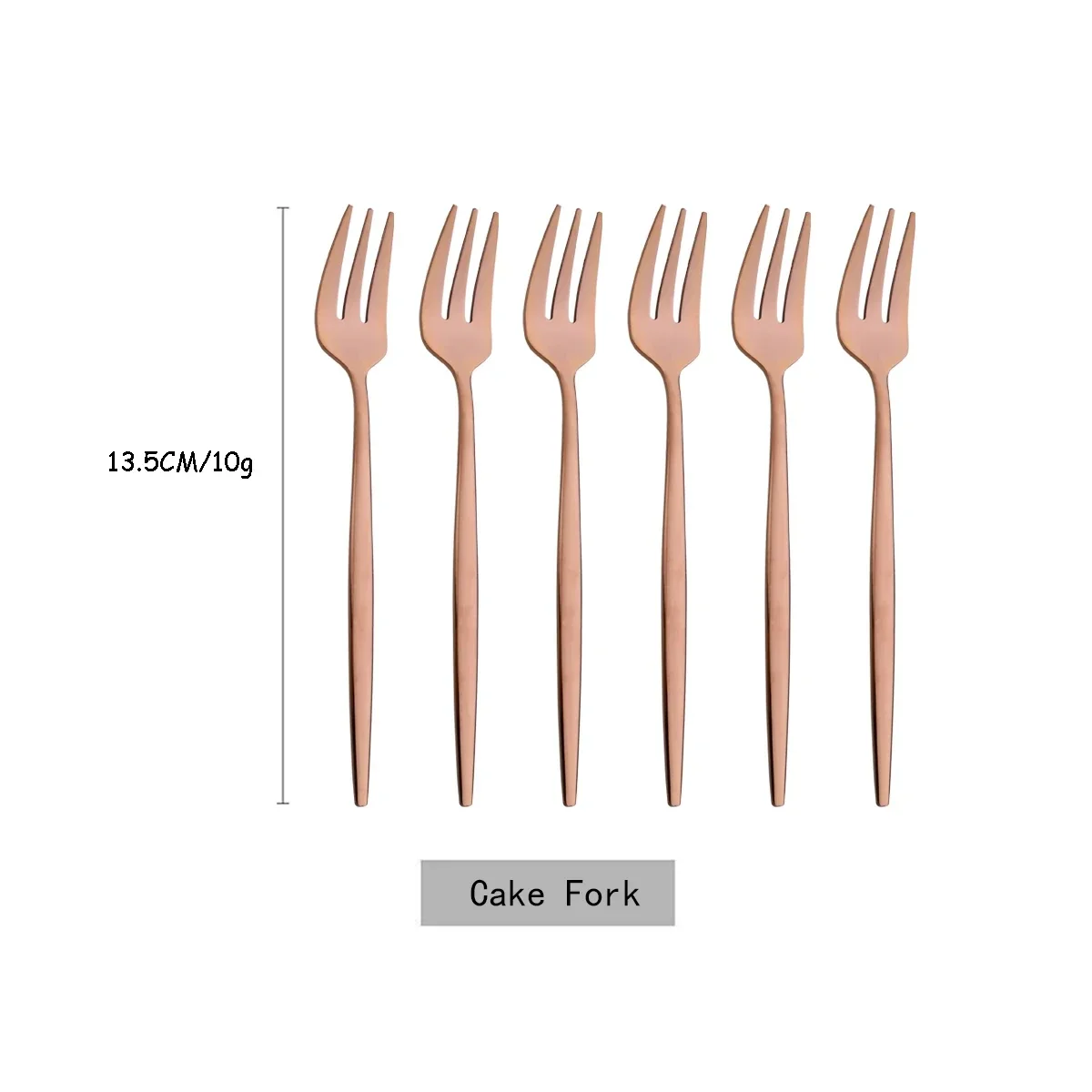 Tenedores de té de acero inoxidable (oro rosa, juego de 6 piezas), cubiertos para ensalada, utensilios de cocina.