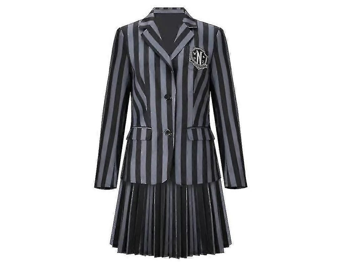 Disfraz De Wednesday Addams Para Cosplay, Uniforme Escolar De La Academia Nevermore Para Adultos Y Niños, Niño M (sin Peluca)