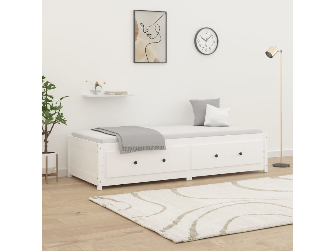 Sofá Cama De Madera Maciza De Pino Blanco 90x190 Cm