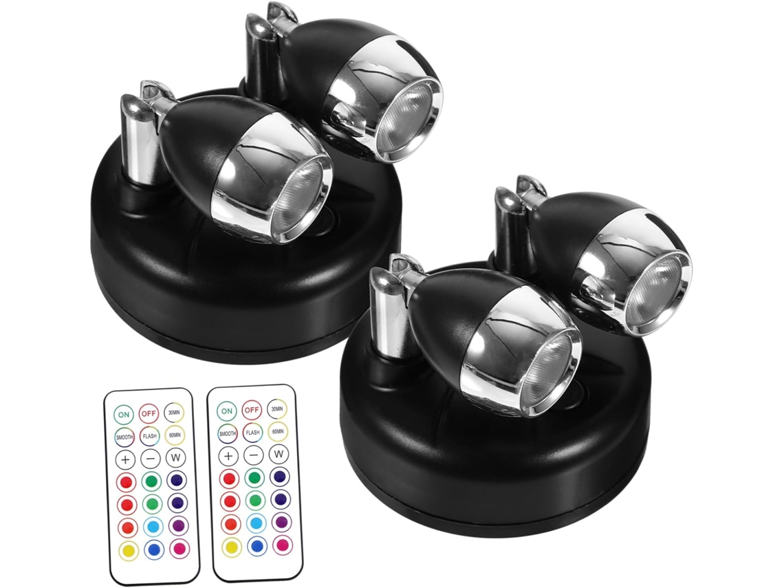 Focos Led Negros Para Debajo De Los Gabinetes Con Control Remoto, Batería Integrada, Ángulo Ajustable, Juego De 2