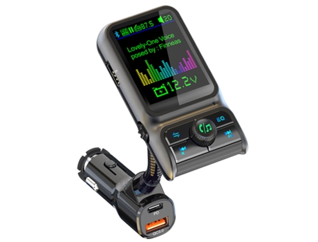 Transmisor FM para automóvil MP3 3.5 mm AUX Receptor de audio Usb QC3.0 Tipo C PD 20W Cargador de automóvil Bluetooth Kit de automóvil (Negro) ENKE...