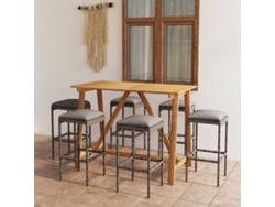 Conjunto de bar de jardín de 7 piezas con cojines grises de DKD Home Decor