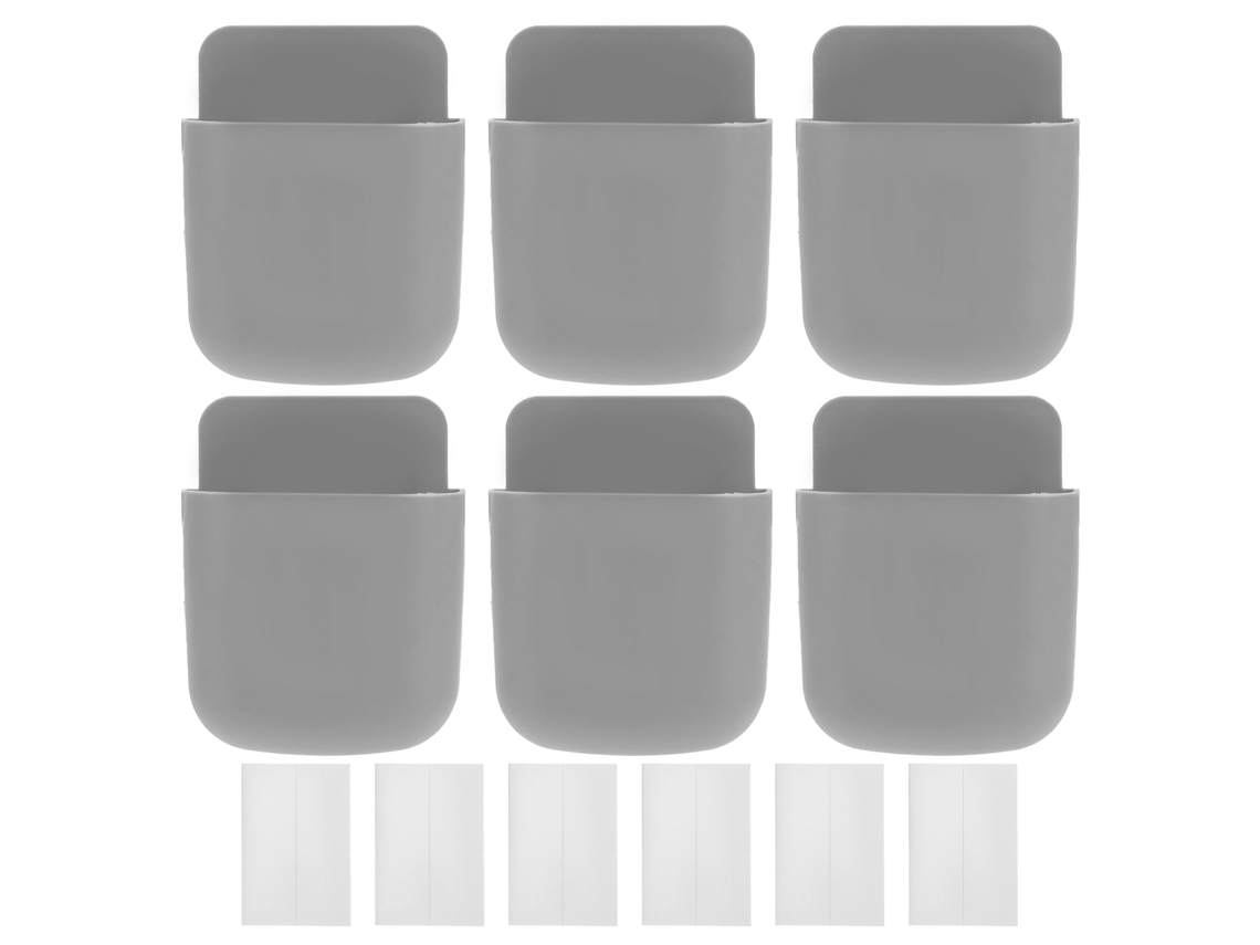 6 Soportes De Pared Para Control Remoto Y Almacenamiento De Teléfono Celular, Plástico Autoadhesivo, Para El Hogar Y La Escuela, Color Gris.
