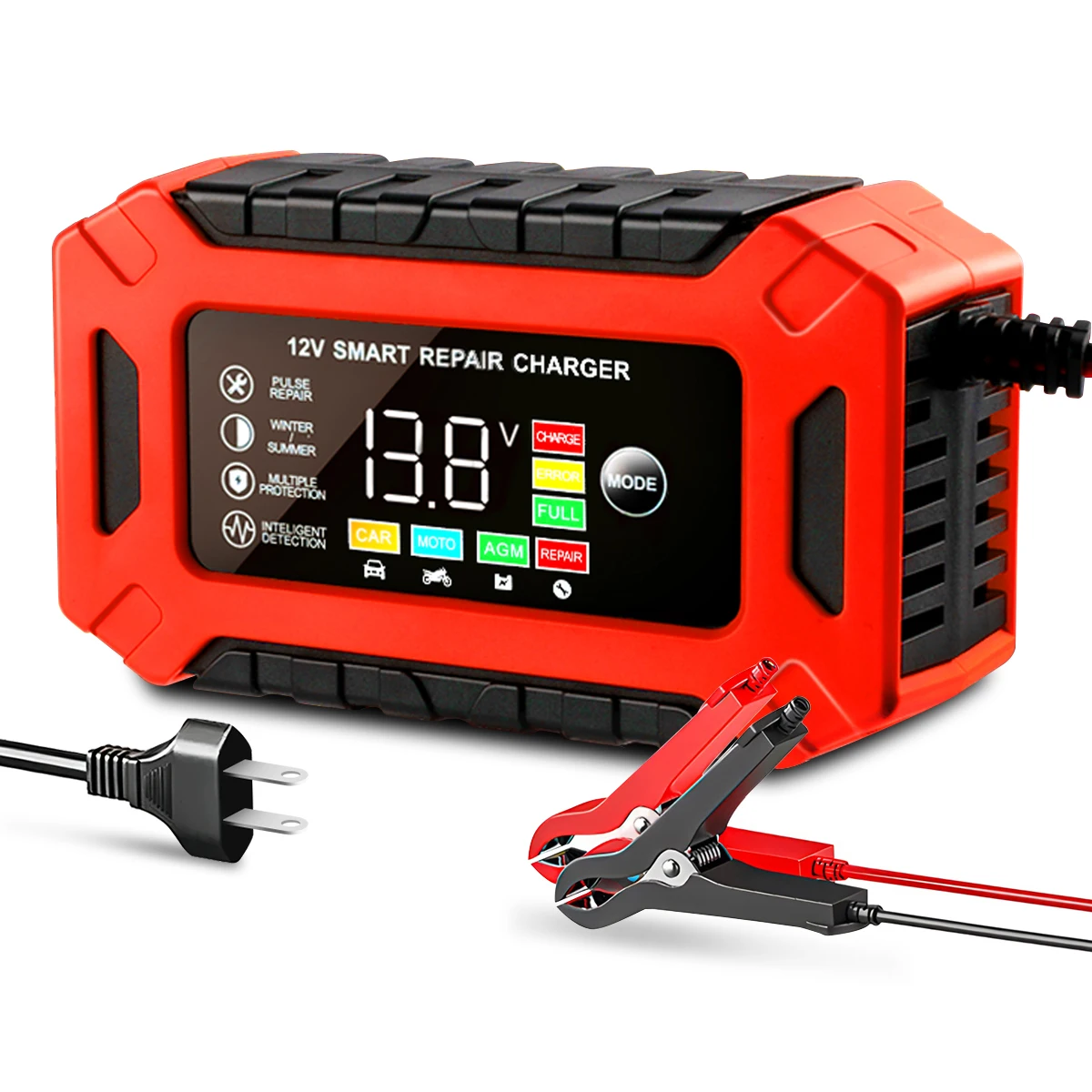Cargador De Batería Inteligente De Gel De Plomo-ácido, 12 V, 6 A, Húmedo Y Seco (rojo) Eifson