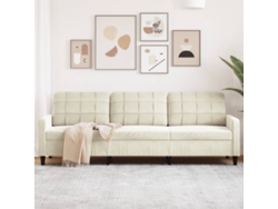 Sofá De 3 Plazas Terciopelo Color Crema 210 Cm