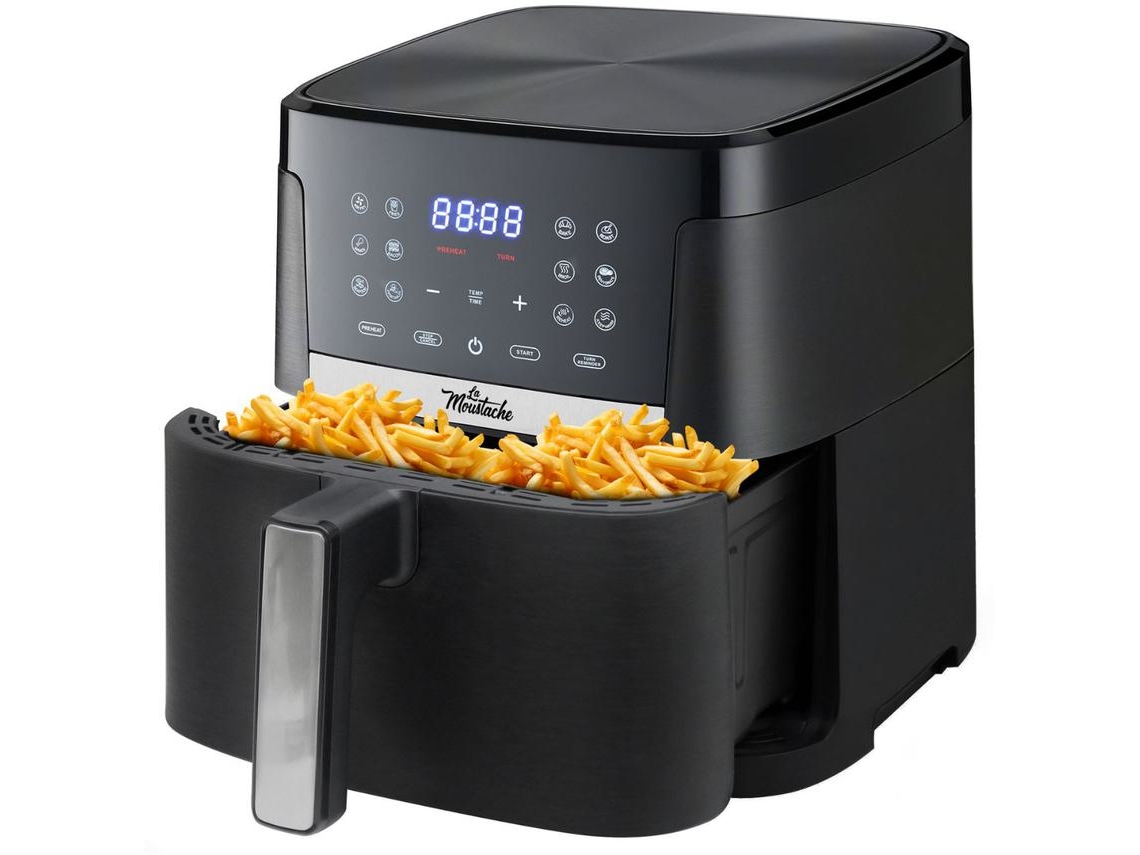 Freidora de Aire LA MOUSTACHE con Cesta Individual PRO SMART 7 Litros, 1800 W, EBOOK GRATIS