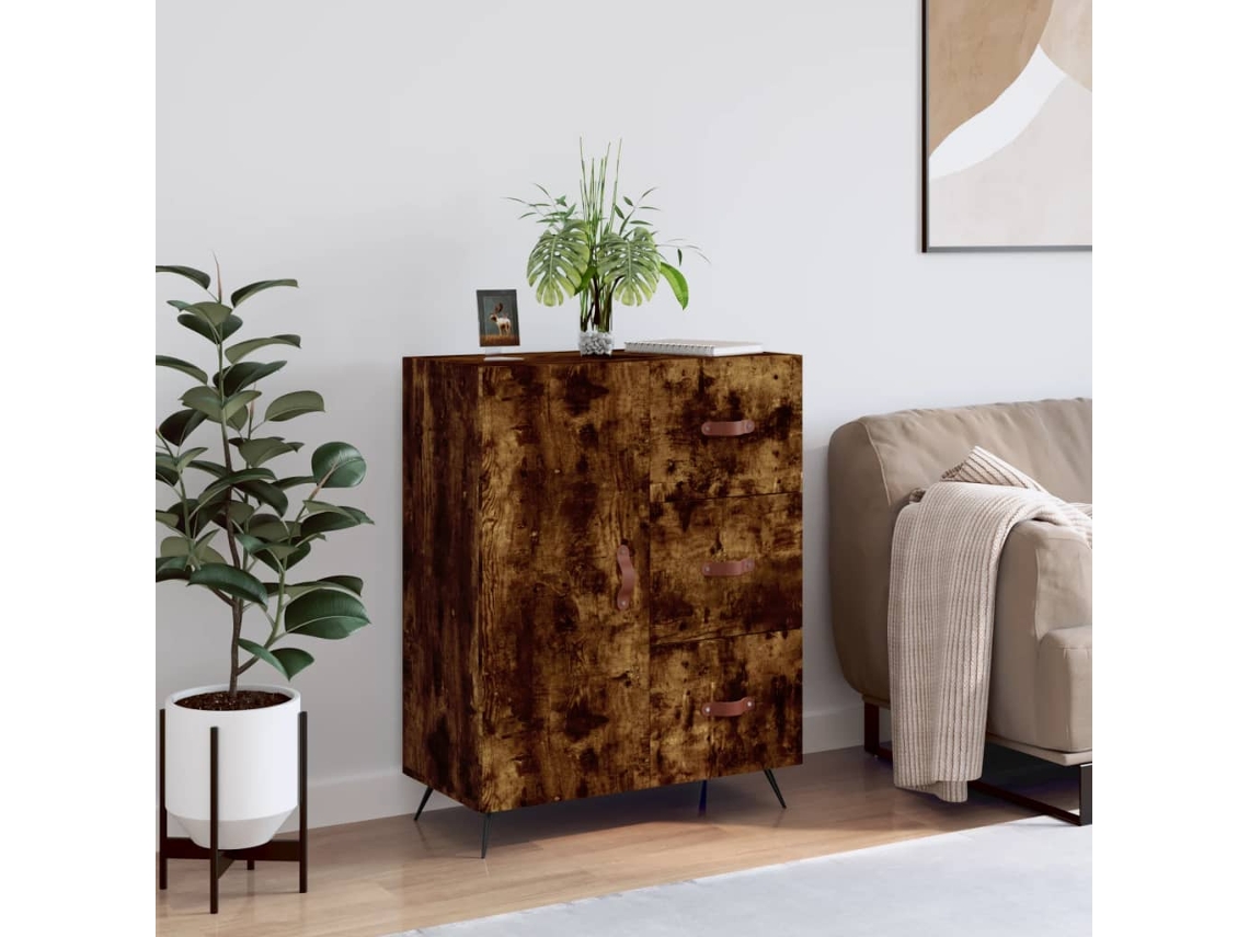 Aparador De Madera De Ingeniería Roble Ahumado 69,5x34x90 Cm