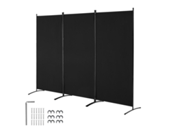 Biombo Divisor De Ambientes Succebuy, Mampara De Tela De 3 Paneles Para Oficina Y Dormitorio, Color Negro