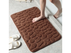 Alfombra De Baño Antideslizante (color Café), Diseño De Piedras, Tejido No Tejido, Muy Absorbente, Lavable.