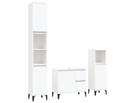 Conjunto 3 de muebles de baño VIDAXL madera contrachapada blanco