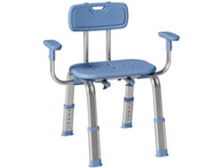 Taburete ergonómico para ducha con reposabrazos y respaldo ajustable - Azul