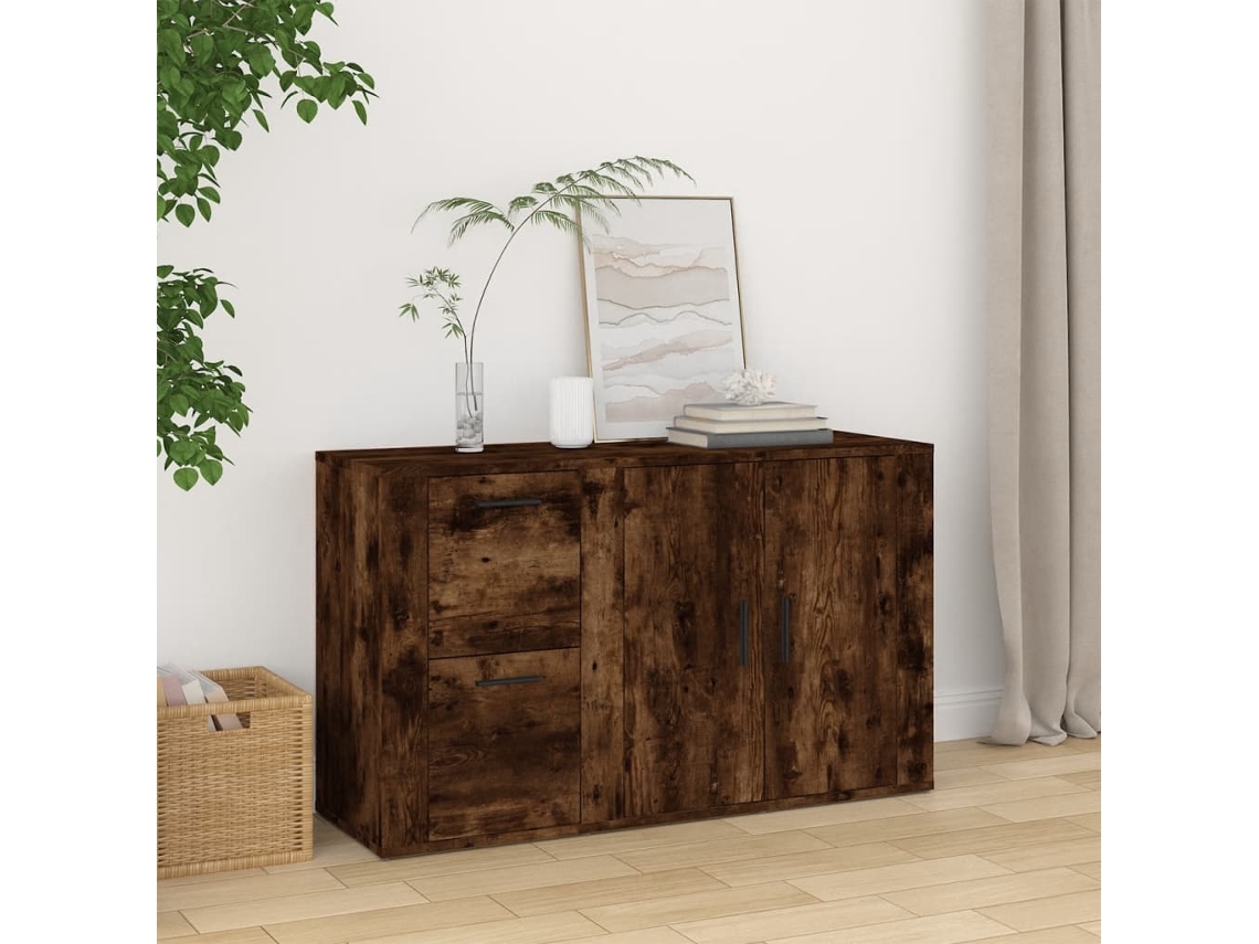 Aparador Madera Contrachapada Roble Ahumado 100x33x59,5 Cm