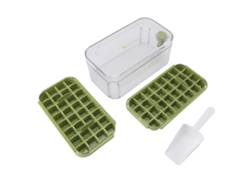 Bandeja Para Cubitos De Hielo Con 64 Compartimentos, 2 Niveles, Tapa Y Cuchara Para Refrigerador.