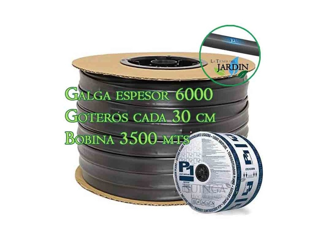 Cinta Plana Riego Por Goteo 16mm, Tubo Riego Por Goteo Cada 30 Cm, 3500 M, Tuberia Plana Agricola De Caudal 1,5 Litros/hora