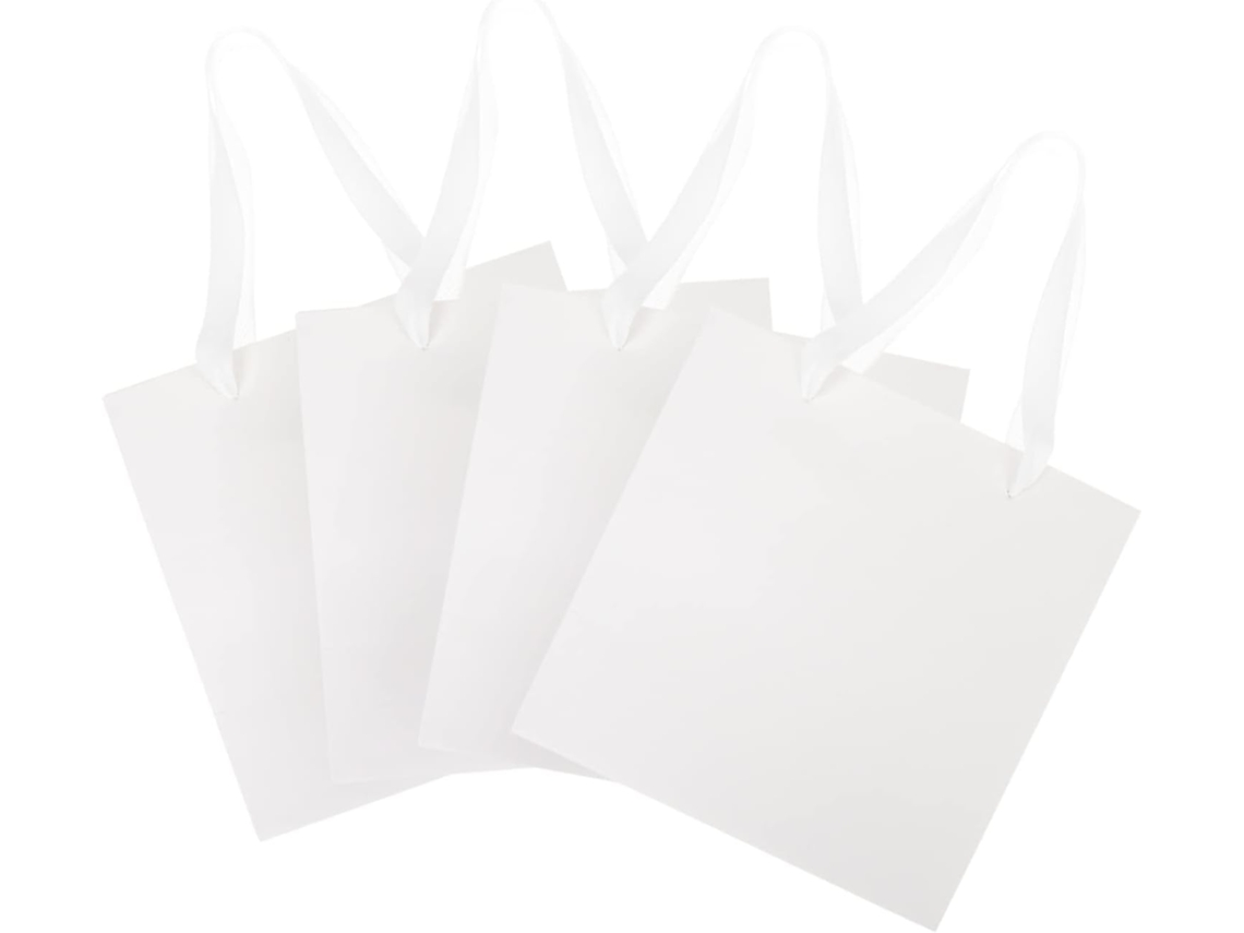 Juego de 4 bolsas de papel kraft con asas, ideales para envasar pan, suministros para fiestas y picnics.