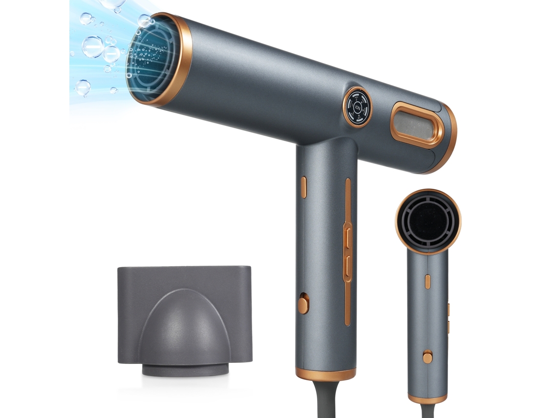 Secador De Pelo Con Iones Negativos 11000rpm 1600w 3 Velocidades Y 3 Ajustes De Calor Pantalla Led Para Hogar Y Salón