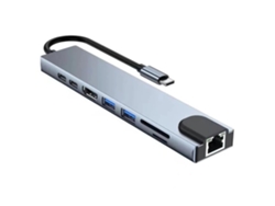 Concentrador USB C RJ45 de 100 Mbps para portátil, adaptador universal, estación de acoplamiento para PC, adaptador multipuerto USB C, Ci USHION