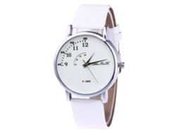 Reloj De Cuarzo Elegante Unisex Con Correa De Cuero Pu Para Hombre Y Mujer (blanco)