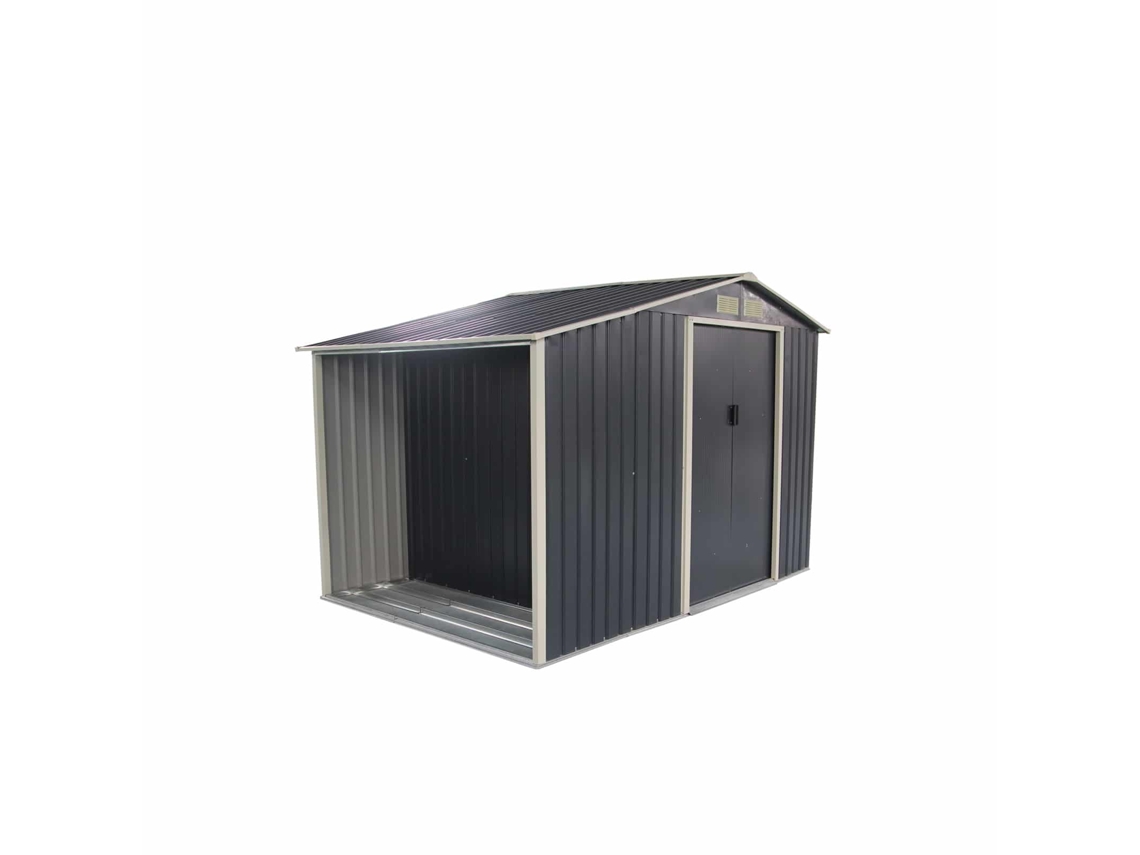 Caseta Metálica GARDIUN Toronto Con Leñero 3 53 M² Exterior 278X127X195 Cm Acero Galvanizado Gris Antracita