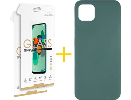 Carcasa + 2 Protectores de Vidrio iPhone 13 Mini SKYHE Silicona Líquido Verde