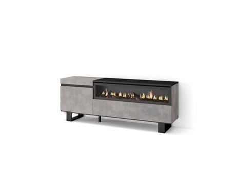 Mueble TV Televisión 150x57x35cm Para TV hasta 65 Chimenea eléctrica Diseño industrial Cemento