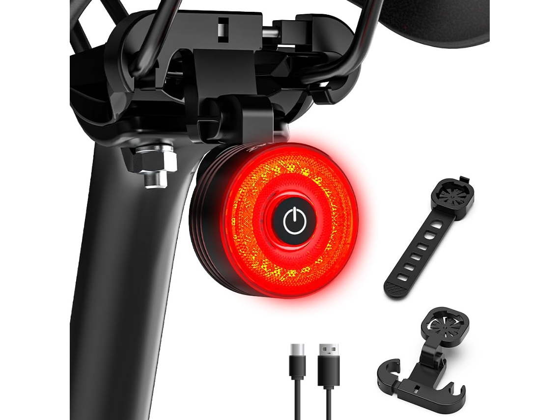 Luz Trasera Inteligente Para Bicicleta, Recargable, Con Sensor De Freno Y 4 Modos De Iluminación De Advertencia, De Aluminio Ipx5, Resistent
