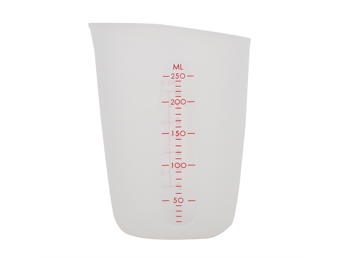Vaso Medidor De Silicona Suave Y Transparente De 250 Ml Para Cocina Y Cócteles.