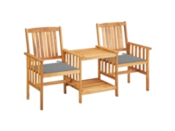 Sillas de jardín con mesa de centro y cojines de madera maciza de acacia, Dkd Home Decor
