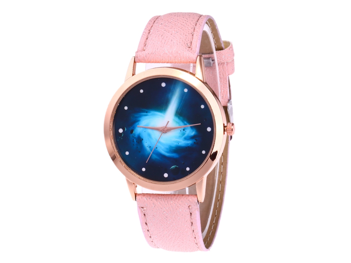 Reloj De Muñeca De Aleación Con Dial Redondo Reloj De Cuarta Pareja Rosa Intenso