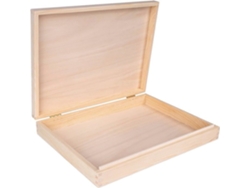 Creative Deco Caja de almacenamiento plana de madera sin pintar A4 34 x 25 3 x 5 3 cm con tapa y cerradura CREATIVE DECO