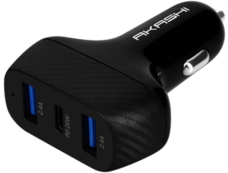 Cargador para Coche AKASHI ALTCAC37WBLK (3A - USB - Negro)