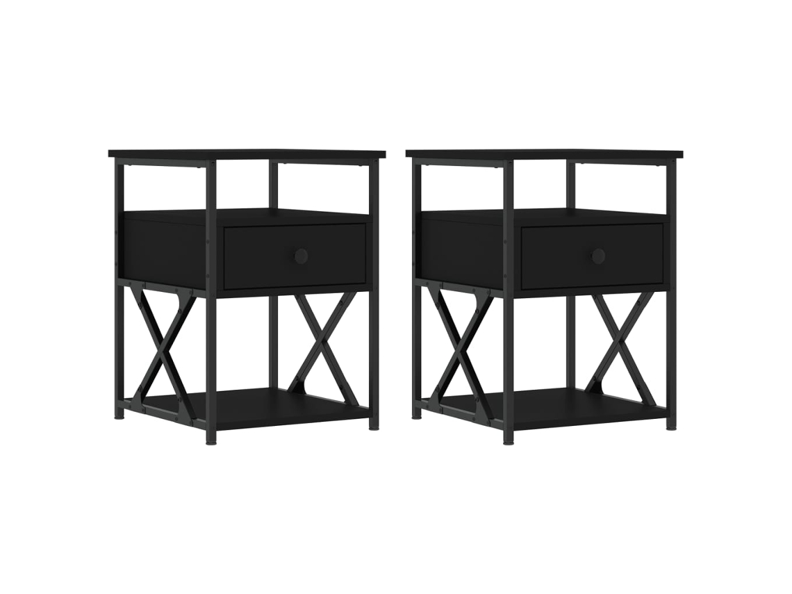 Maison Exclusive - Mesitas De Noche 2 Uds Madera De Ingeniería Negro 40x42x55 Cm
