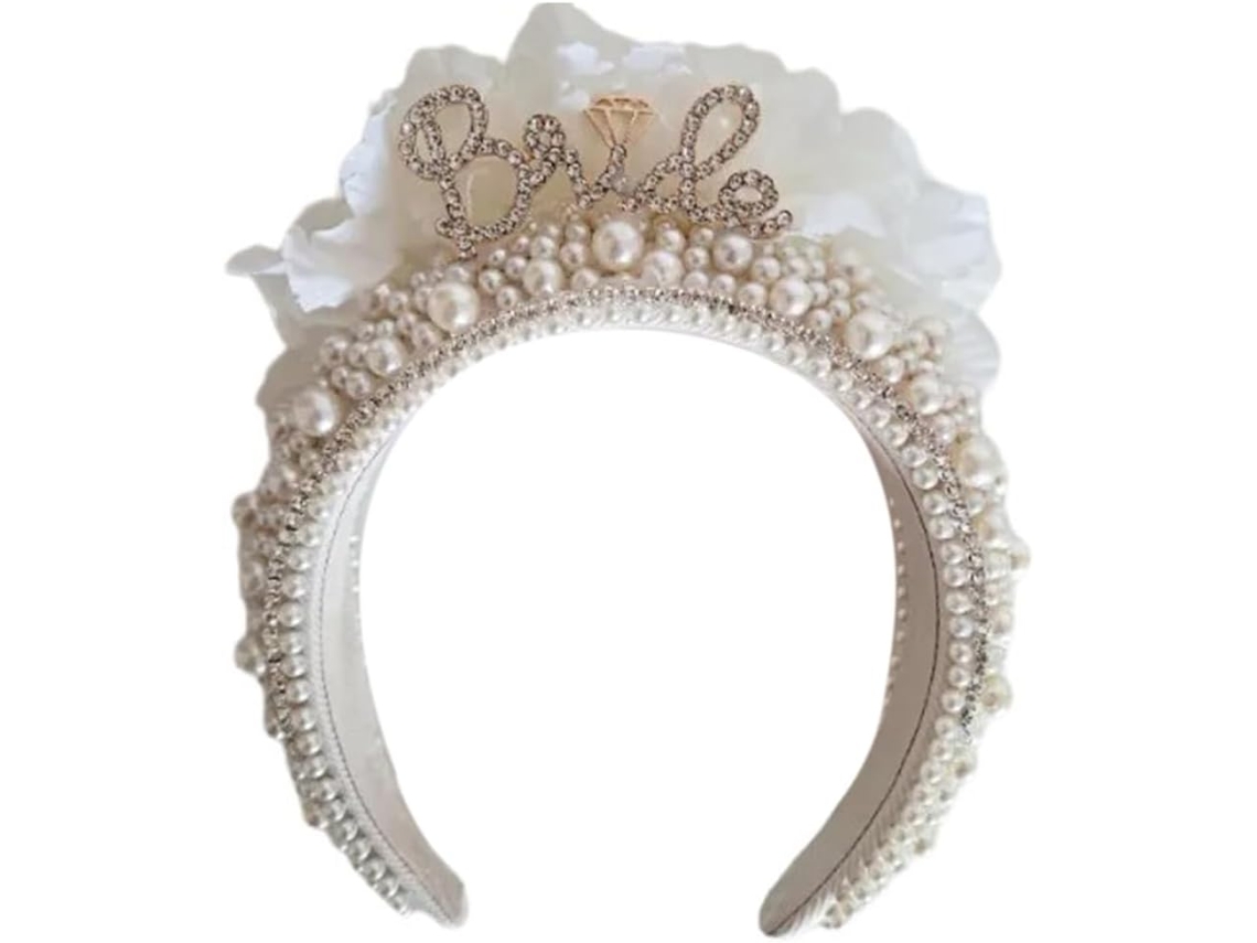 Diadema Nupcial Elaborada Con Flores En 3d Y Perlas.