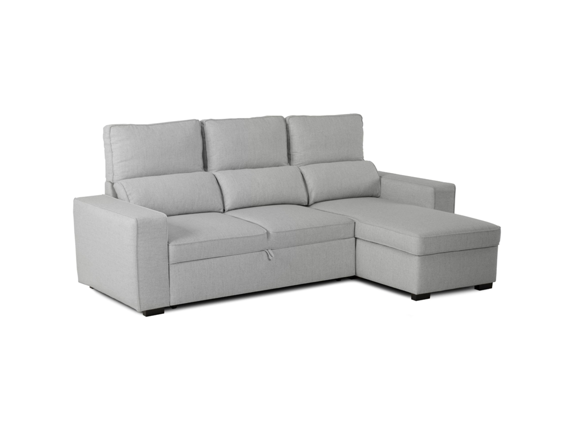 Sofá Cama 3 Plazas BUDWING Harper Gris + Chaise Longue + Almacenamiento Integrado (248,5 x 117 x 90 cm - Reversible Lado Derecho/Izquierdo)