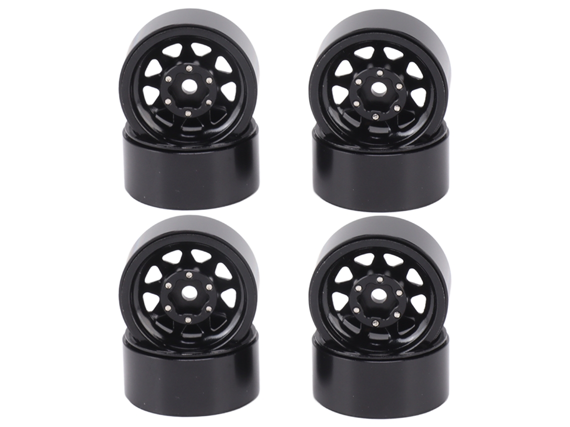 4 Llantas Beadlock De 1 Pulgada Con Ranura Profunda, Universales Para Coches Rc Traxxas Y Atv, Con Tornillos, Color Negro.