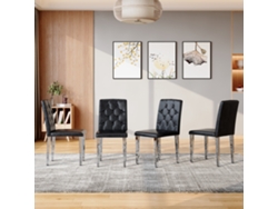 Set De 4 Sillas De Comedor - Negro Con Acabado En Plata Brillante - Lujo Ligero
