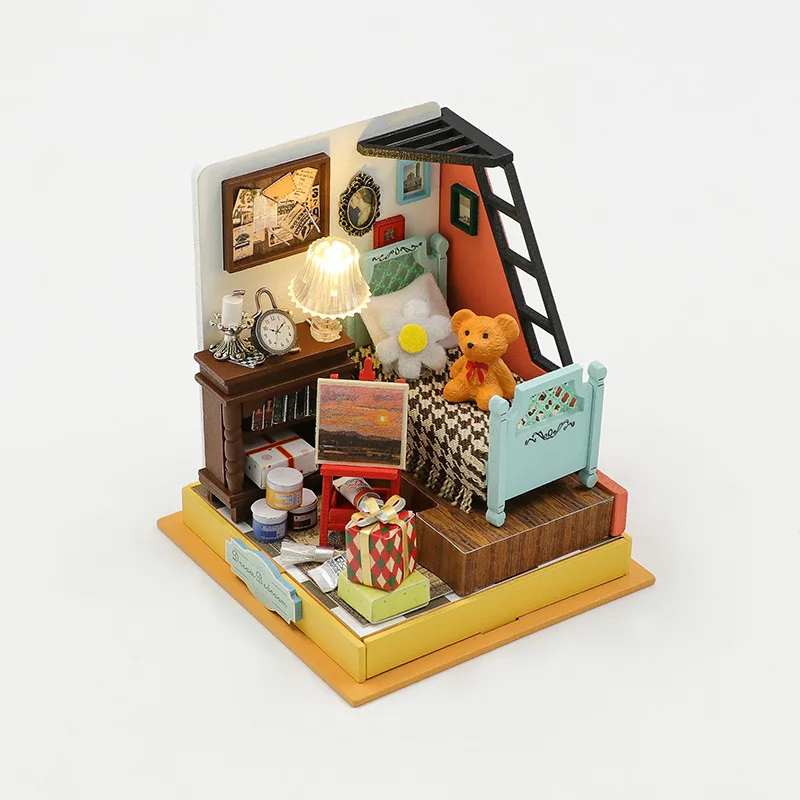 (estilo 2) Set De Casa De Muñecas De Madera 3d ''café Acogedor'' Para Armar Con Luz Led