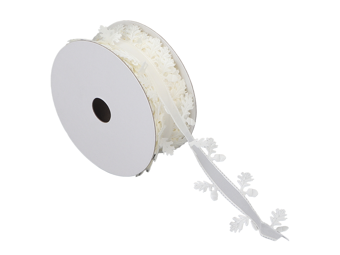 Lazo De Encaje En Forma De Hoja Diy 4cm Poliéster Para Boda Regalos Y Decoración (blanco)