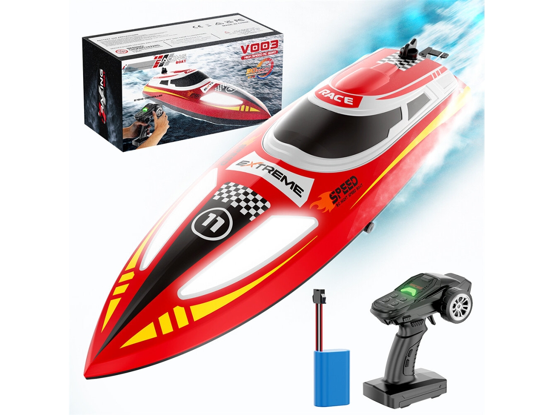 Rojoflytec V003 Rtr 2.4g 30km/h Lancha Rc Led Impermeable Auto-recuperación 3 Vel Refrigeración Juguetes
