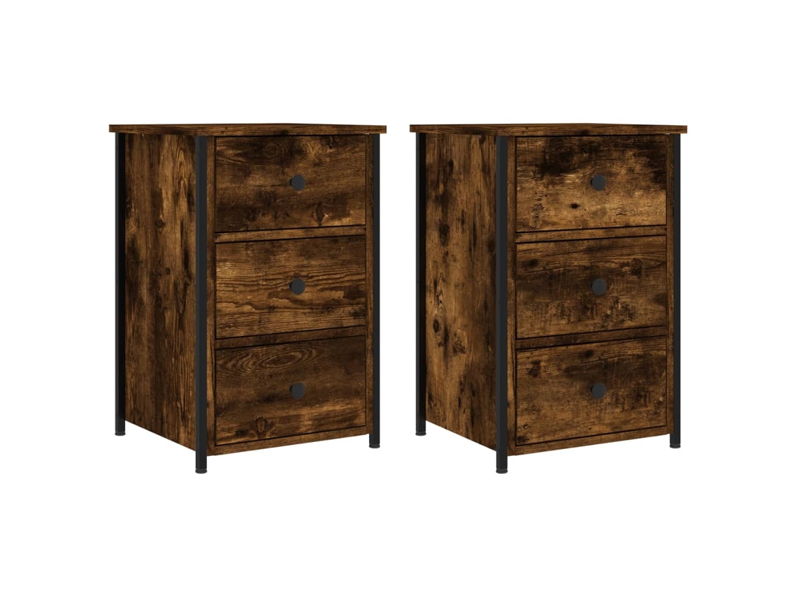 Maison Exclusive - Mesitas Noche 2 Uds Madera Ingeniería Roble Ahumado 40x36x60 Cm