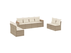 Maison Exclusive - Juego De Sofás De Jardín Con Cojines Beige 8 Pzas Ratán Pe