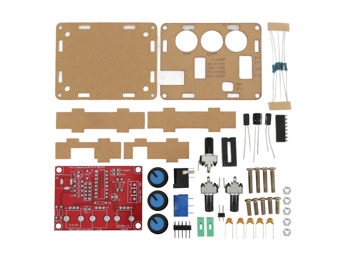 Kit Generador De Señales Xr2206 Para Armar, Con Carcasa, Módulo De Resolución De 5 Dígitos Y Funciones: Onda Sinusoidal, Onda Triangular Y Onda Cuadrada.