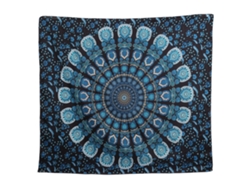 MEOIRUERY Tapiz Mandala Boho Hippie Tapicería Psicodélica Pavo Real Decoración para Dormitorio (Azul Verde, 150*130cm)