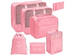 Conjunto De Bolsas Organizadoras Para Malas, Pacote Com 7 Chrui (rosa)