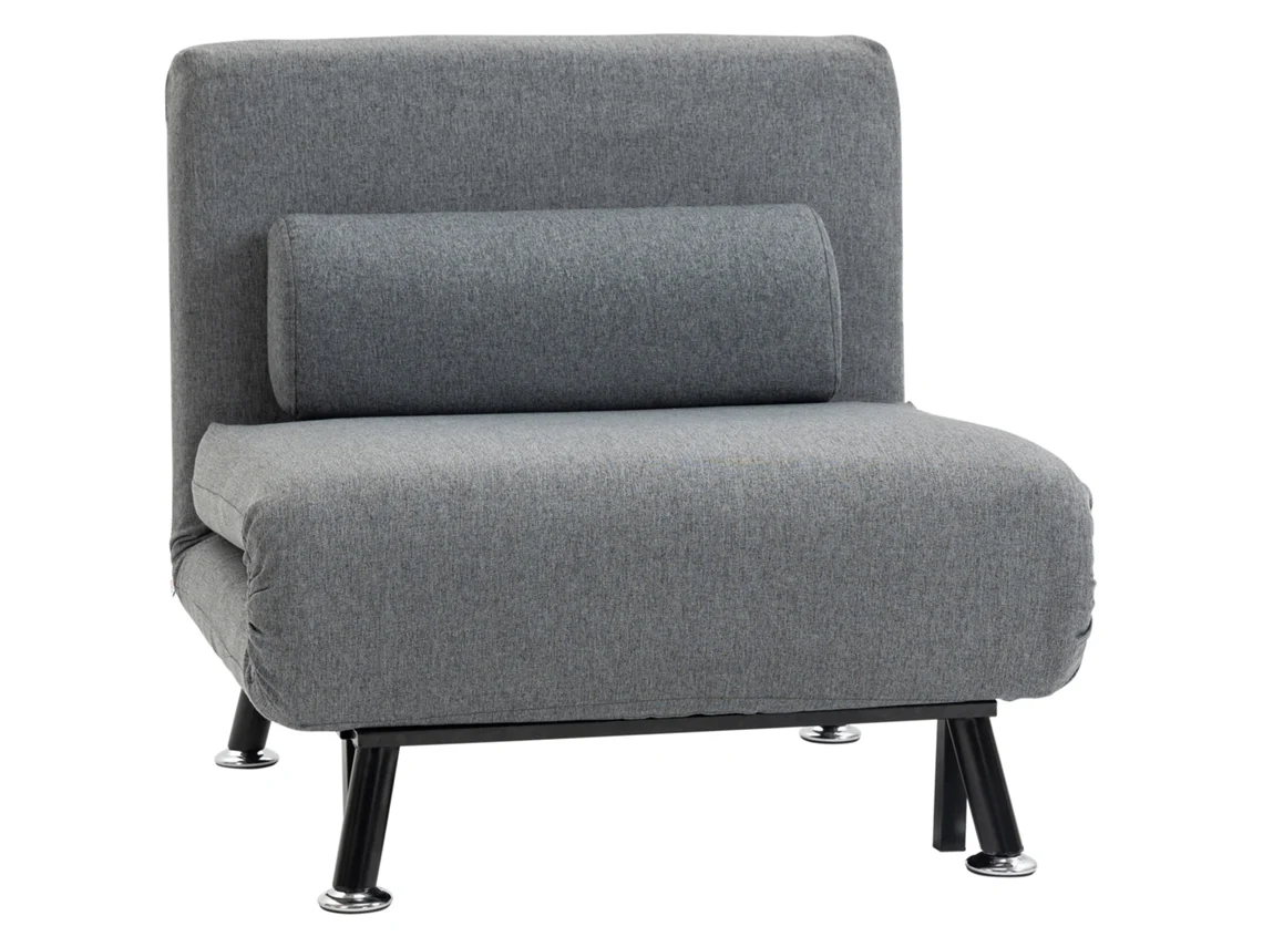Sillón Cama Plegable Con Respaldo Ajustable, Gris Oscuro